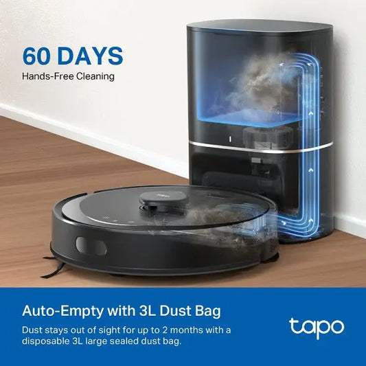 TP-Link & Tapo RV30 MAX Plus: LiDAR Robot Vacuum & Mop with Auto-Empty Dock, 5300Pa,Smart Mapping, Voice Control, 97%+ Dust Pickup, 3L Dust Bag, 2 Months Hands-Free Cleaning,dorm essentials,home essentials