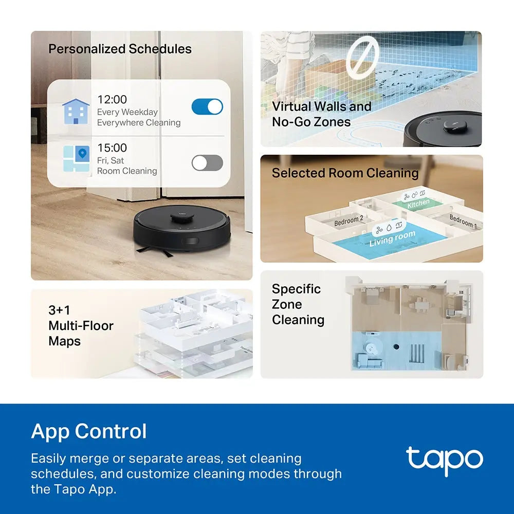 TP-Link & Tapo RV30 MAX Plus: LiDAR Robot Vacuum & Mop with Auto-Empty Dock, 5300Pa,Smart Mapping, Voice Control, 97%+ Dust Pickup, 3L Dust Bag, 2 Months Hands-Free Cleaning,dorm essentials,home essentials