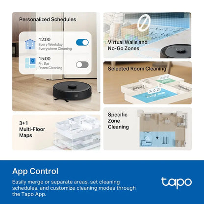 TP-Link & Tapo RV30 MAX Plus: LiDAR Robot Vacuum & Mop with Auto-Empty Dock, 5300Pa,Smart Mapping, Voice Control, 97%+ Dust Pickup, 3L Dust Bag, 2 Months Hands-Free Cleaning,dorm essentials,home essentials