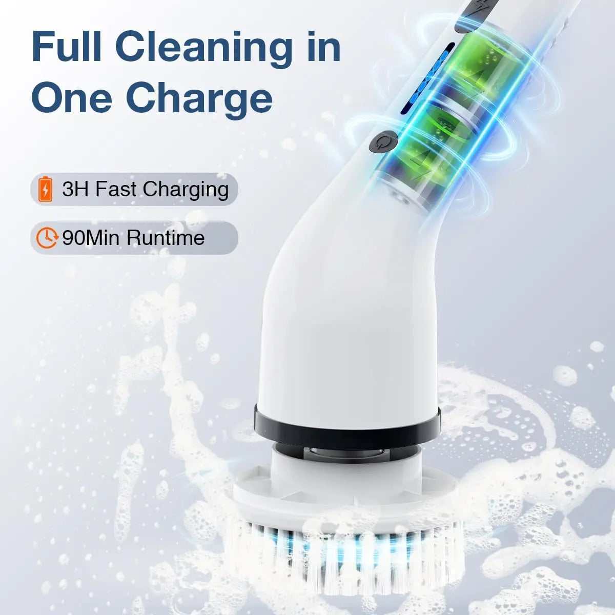 Electric Spin Scrubber Cordless Shower Cleaner with 8 Replaceable Brush Heads,3-Length Extendable Handle,Dual Speed,IPX7 Waterproof LED Display Cleaning Tool for Bathroom,Kitchen,Tub,Tile,Car & More,Cleaning Set,DealsForYouDays